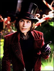 Johnny Depp as Willy Wonka in Charlie and the Chocolate Factory
