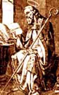 picture of Saint Hilary, Bishop of Poitiers, with halo