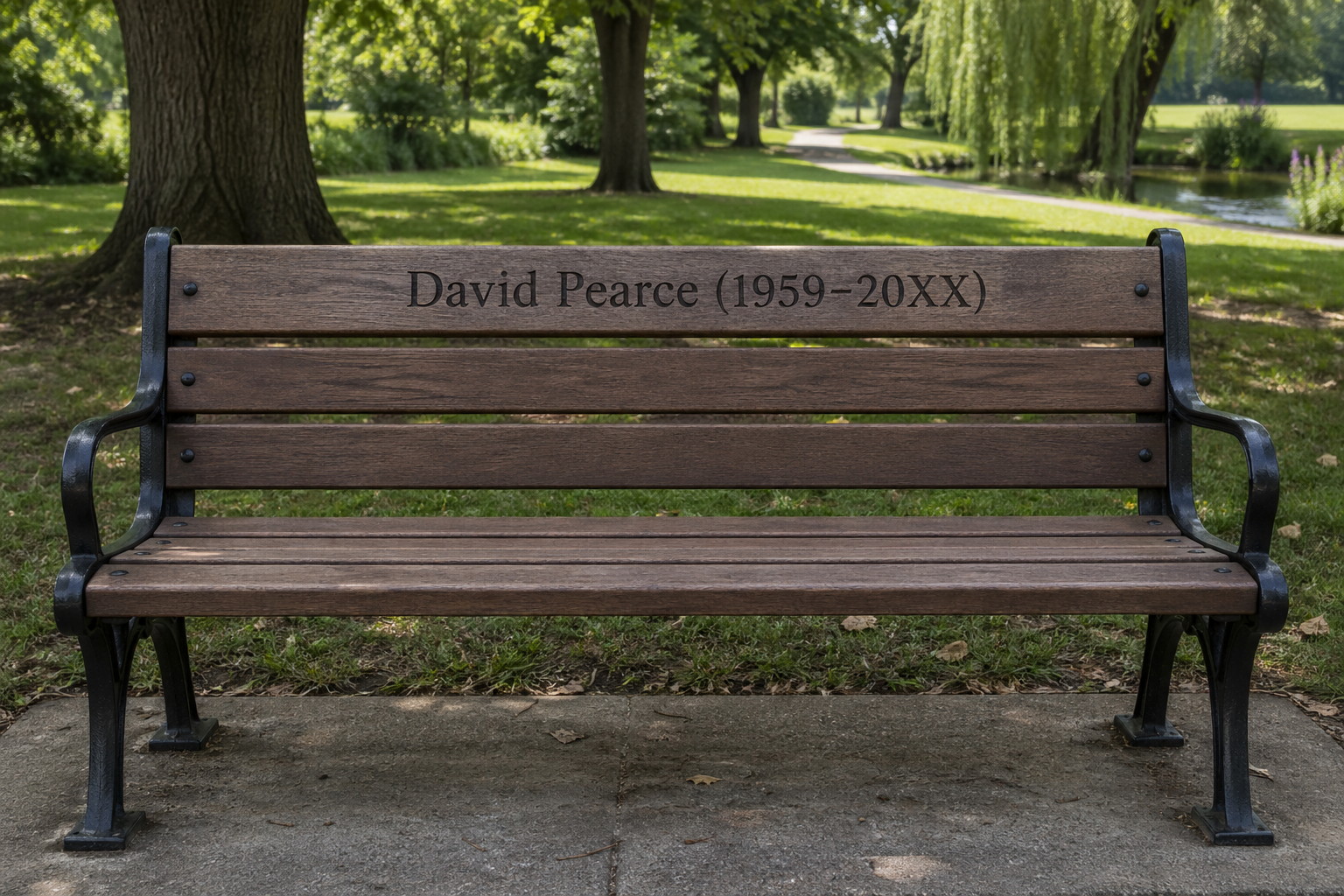 DP RIP park bench